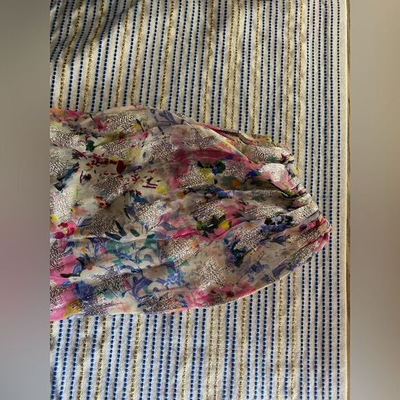 Rococo Sand Floral Leila Metallic Stars Mini Dress Sz XS Wrap Viscose Lined NWT - Picture 11 of 17